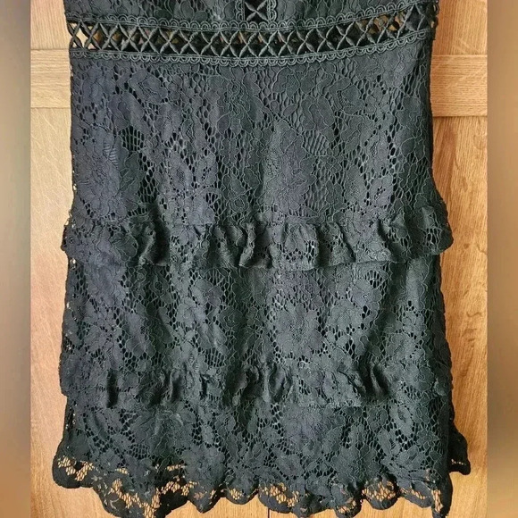 H&M Black Lace Cocktail Tier Ruffle Dress Sz 2 Small - Picture 6 of 6